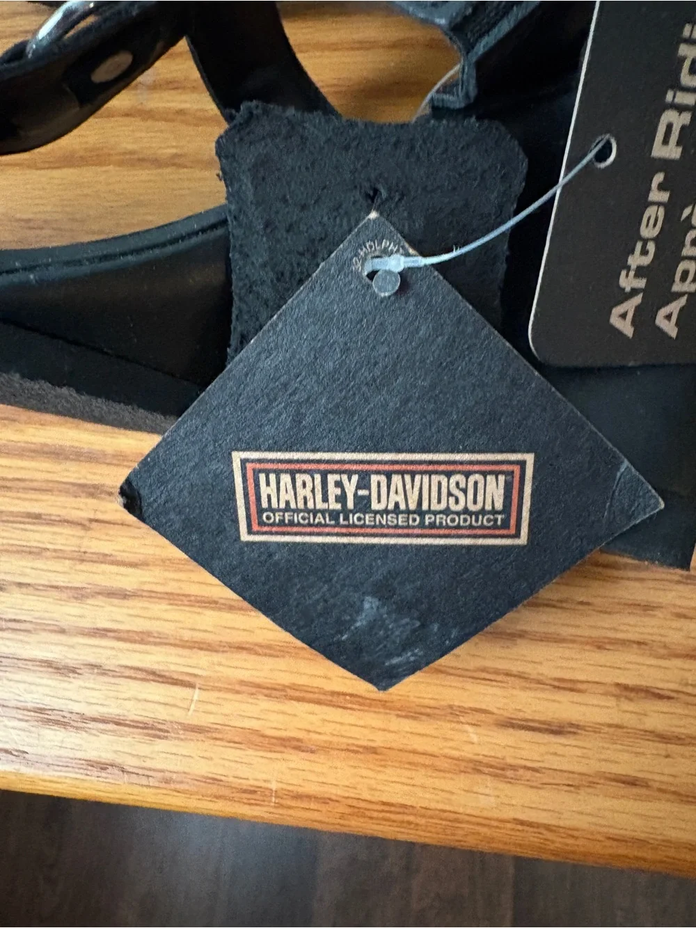 🆕HARLEY-DAVIDSON Black Leather Studded Moto Biker Strappy Ring Wedge Sandals 7.5
